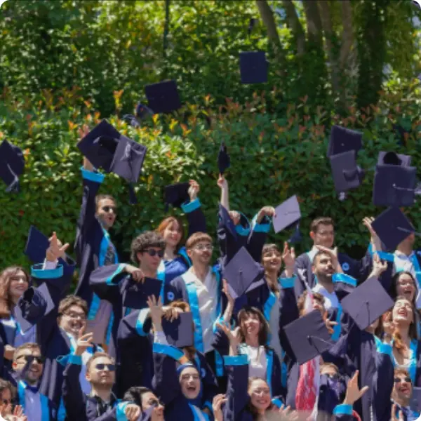 Students celebrating graduation at Koruncuk Vakfı