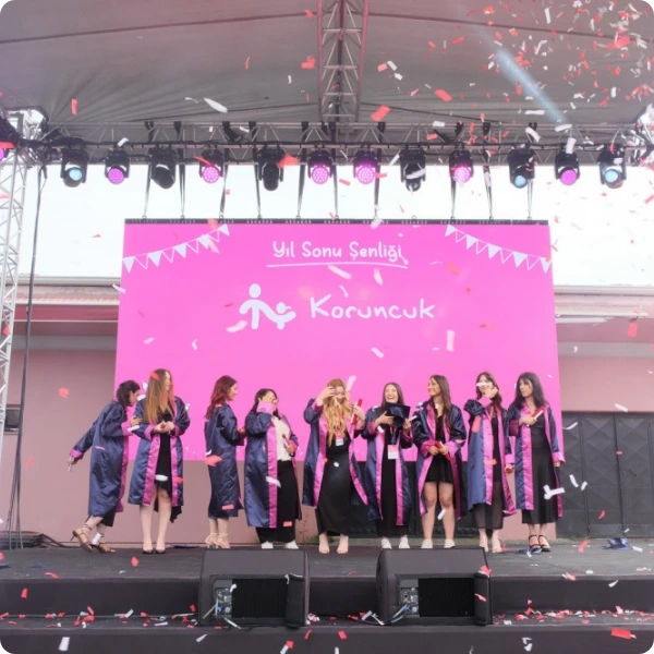 Koruncuk Vakfı students celebrating at a year-end event